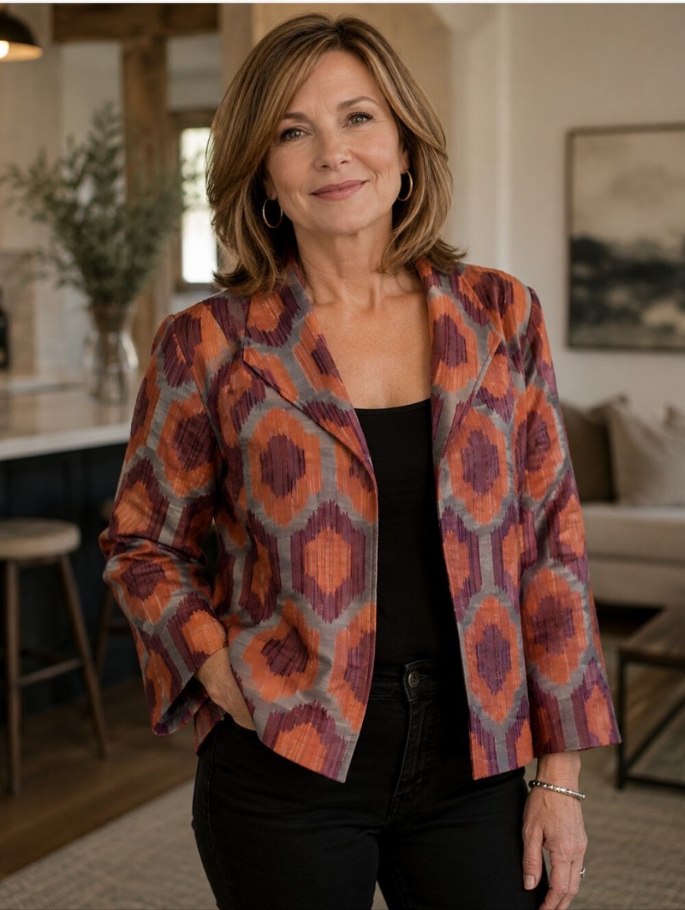 3 Sisters Croped Open Front Jacket. Medium.